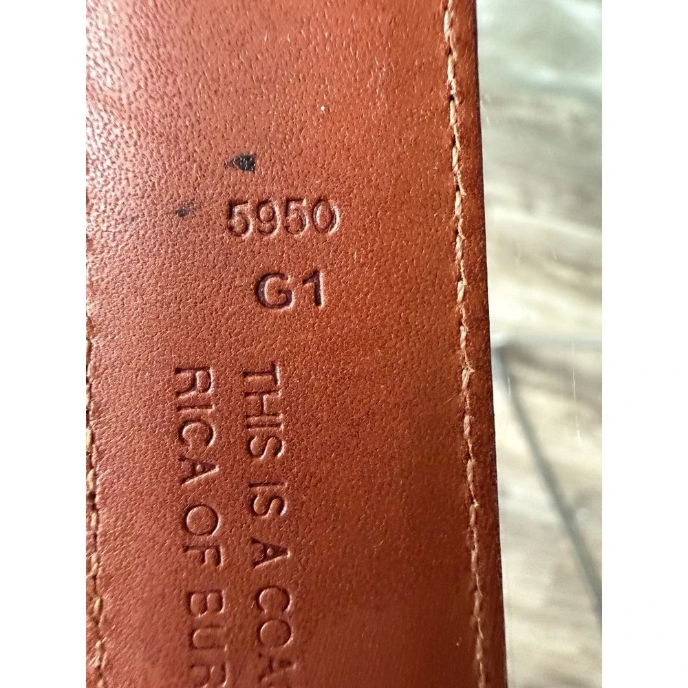 Coach Men's Brown Leather Belt Solid Brass Buckle 33